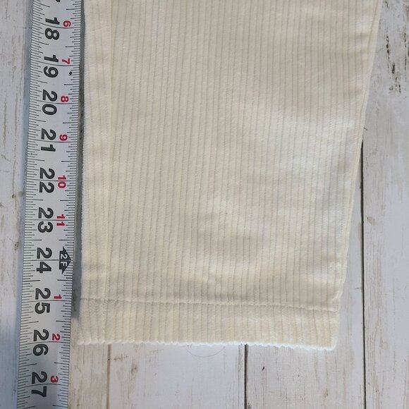Blu Pepper Tie High Waist Ankle Crop Corduroy Pants Ivory NEW Med Casual Preppy - Picture 7 of 8
